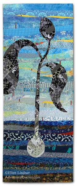 Dancing with Joy, an art quilt by Ellen Lindner.  AdventureQuilter.com