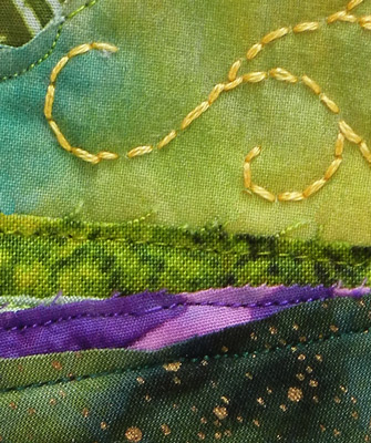 Image - green collage with yellow stitching