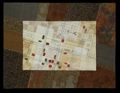 Image - Tan gridded abstract with dark wide border