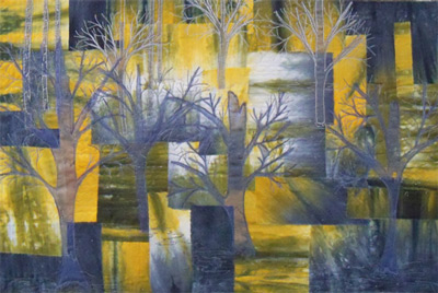 IMage - yellow and blue with ghostly trees