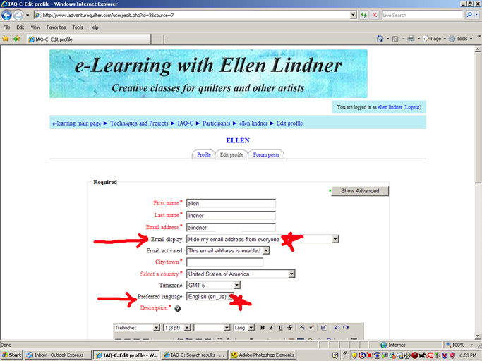 Screenshot showing how to hide email address from other students