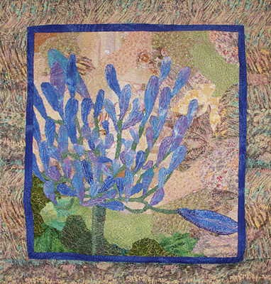 Image - blue florets against a tan background