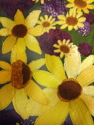 Native Garden, by Pat Ward.  Created in Ellen Lindner's "Design Your Own Nature Quilt" class.  AdventureQuilter.com